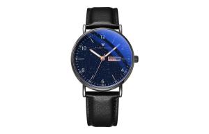 Disney Часы Starry Sky Quartz Movement Leather Strap Watch Unisex Black Dial