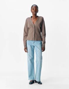 Вязаный кардиган Object в цвете «морель»