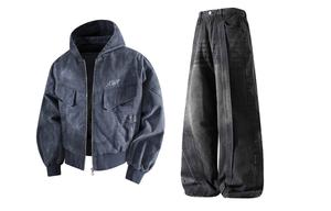 Повседневная спортивная одежда Unisex с лацканом Moderate X1617, синий top+черный pants