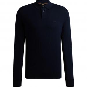 Свитер с вышитым логотипом из смесовой шерсти HUGO BOSS, темно-синий