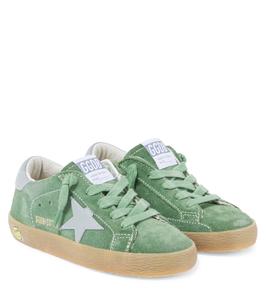Супер Стар замшевые кроссовки Golden Goose Kids, Green/Light Blue