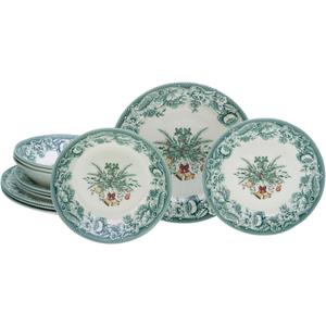 Набор тарелок Рождество Зеленое, набор из 12 предметов Рождественские украшения как центральный мотив Creatable, Bunt