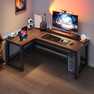 Угловой компьютерный стол Naijia с полками, левый 120x100x75 см, цвет nut