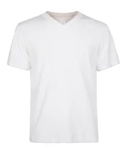 Хлопковая трикотажная футболка с V-образным вырезом Eleventy, белый