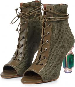 Женские босоножки FSJ с открытым носком и высокой шпилькой, сетчатые, с кружевной шнуровкой, сзади молния, удобные, для свадебной вечеринки, туфли на каблуке, размеры US 4-15, Olive Green