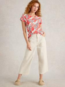 Футболка Nelly Big Cats с V-образным вырезом White Stuff, Coral/Multi