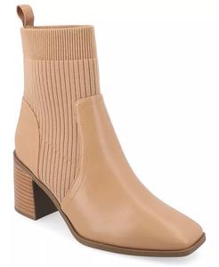 Женские ботильоны Harlowe Chelsea Knit Block Heel Journee Collection, коричневый/бежевый