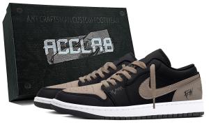 Jordan Мужские баскетбольные кроссовки Air 1 с износостойким низким верхом, винтажные, черный и коричневый