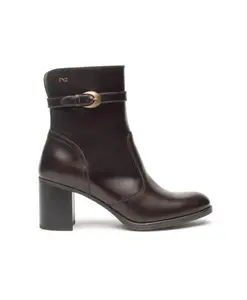 Кожаные ботильоны с декоративной пряжкой Nerogiardini, коричневый