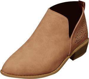 Женские ботильоны Unifizz, женские повседневные ботильоны на низком каблуке. Модные ботильоны с вырезом V и толстым каблуком, Brown