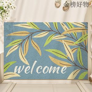 Dajiang Ковер 80x120 см для прихожей, грязеотталкивающий, с зеленым узором листьев