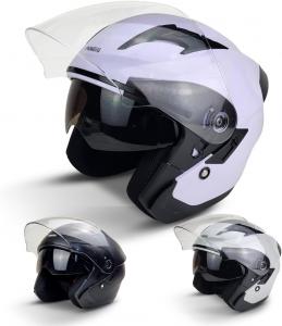 Шлем мотоциклетный Pitmoto PM-768, белый / серый