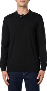 BOSS мужской свитер с воротником-гольф из шерстяной смеси с небольшим логотипом, Black Sky