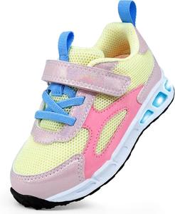 Детские кроссовки YESKIS для мальчиков и девочек со светодиодной подсветкой, легкие, сетчатые, дышащие, очаровательные, для бега, для малышей и маленьких детей, розовый/бежевый/светло-розовый