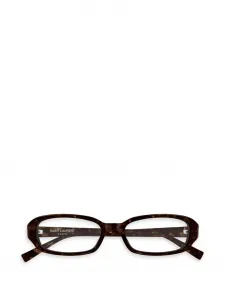 Очки в прямоугольной оправе под черепаховый панцирь Saint Laurent, коричневый