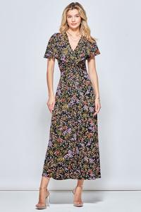 Платье макси из джерси черного цвета с V-образным вырезом и перекрученной передней частью Jolie Moi, черный