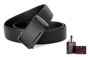 Ace Paul Ремень из натуральной кожи для мужчин черный шириной 3.5 см, Black+Premium Box