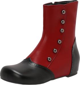 Женские элегантные ботильоны на танкетке с цветными блоками, короткие ботинки с боковой молнией и круглым носком XIEPP, Red