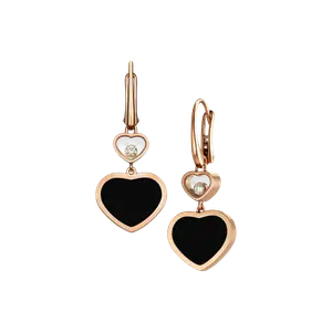 Серьги Chopard Happy Hearts - Серьги, розовое золото, бриллианты, оникс