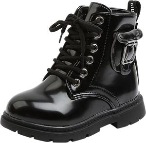 Детские зимние ботинки Y2k на платформе с высокой голенью, противоскользящие, теплые, на шнуровке, универсальные, для улицы, из ПУ-кожи, удобные Generic, A