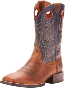 Мужские рабочие сапоги Ariat Heritage Roughstock Western с квадратным носком из кожи, коричневый/синий