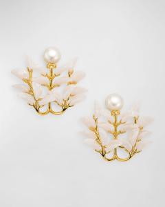 Серьги-люстры с виноградными листьями Lele Sadoughi, цвет Mother Of Pearl