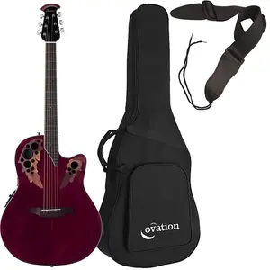Ovation Elite Celebrity - Ruby Red E-акустическая гитара / Чехол для гитары Ovation