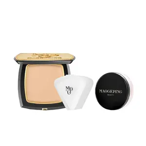 Тональная пудра Caviar Air Cushion для сияния кожи и маскировки 10g+7g MAOGEPING, Three-Piece Set: #802 Beauty Powder 4g+#801 Compact Powder 2.5g+Triangle Sponge