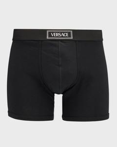 Мужские боксеры из хлопкового джерси с логотипом Versace, черный