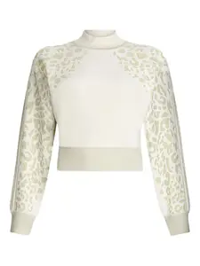 Свитер с высоким воротником и анималистичным принтом LIU JO, белый