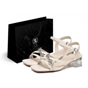 ZHR Женские сандалии на одной застежке бежевые улучшенные, цвет Beige-Upgraded