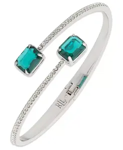 Браслет-Манжета со стеклянным обводным камнем серебристого цвета (также золотистого цвета) Lauren Ralph Lauren, green