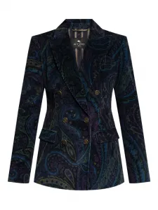 Двубортный вельветовый блейзер ETRO, синий