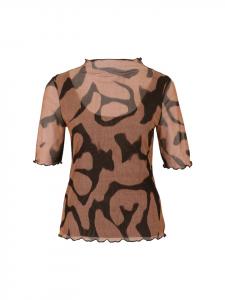 Рубашка из сетки с волнистым подолом в цвете BlackCamel Zero