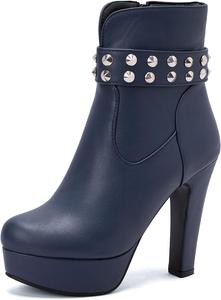 Ботильоны на платформе Scaoruki с высокой массивной подошвой для женщин, шнуровка, молния, 2148 Blue