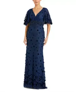 Платье, украшенное цветочным узором Mac Duggal, синий