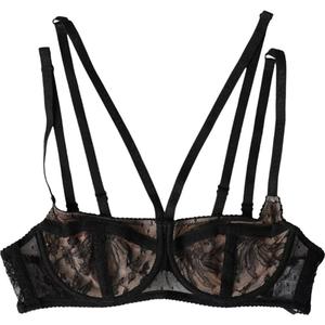 Черное кружевное нейлоновое нижнее белье Balconcino Bra Dolce & Gabbana