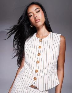 Жилет River Island с высоким воротом в белую полоску