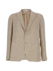 Пиджак с елочкой на пуговицах Tagliatore, бежевый