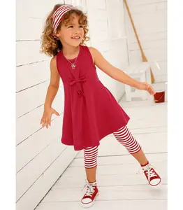 KIDSWORLD платье, леггинсы и ободок для волос "3 шт. Комплект: капри и ободок для волос в морскую полоску, белый