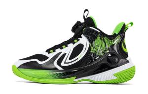 Противоскользящие детские баскетбольные кроссовки среднего размера для подростков 361°KIDS, черный/белый/зеленый