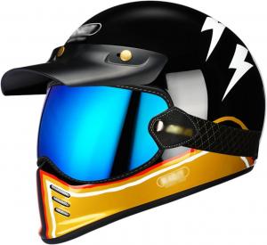 Легкий мотоциклетный шлем с полной защитой лица, одобренный DOT, гоночный мотоциклетный шлем с защитными очками, винтажные открытые шлемы-«джеты» для круизеров, скутеров, туристических мопедов, XXL = 63-64 см, B3 ZoikoM