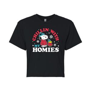 Укороченная футболка с рисунком Juniors' Peanuts Homies Licensed Character