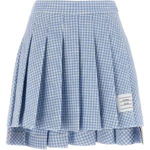 Плиссированная клетчатая мини-юбка THOM BROWNE, синий