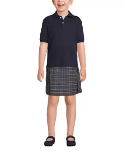 Детская поло с коротким рукавом из интерлока Lands' End, синий