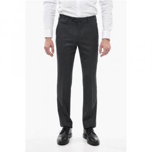 Брюки из натуральной шерсти с 4 карманами и шлевками для ремня Corneliani, Gray