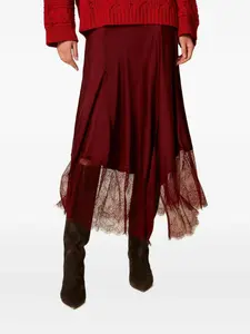Атласная миди-юбка с кружевной отделкой Twinset, красный