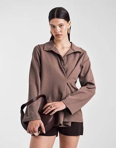 Плотный регбийный топ шоколадного цвета с защипами от ASOS DESIGN