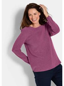 GOLDNER Футболка из меланжевого трикотажа с длинными рукавами из крепа ягодного цвета