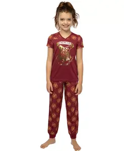 Детский комплект пижамы с коротким рукавом Hogwarts из двух предметов: спортивные брюки-джоггеры Harry Potter, красный
